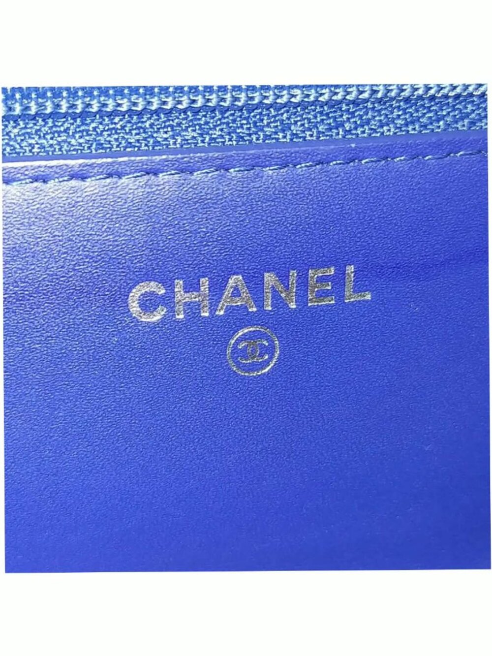Authentic Chanel CC Caviar Wallet On Chain WOC Blue Leather Bag - Picture 16 of 16